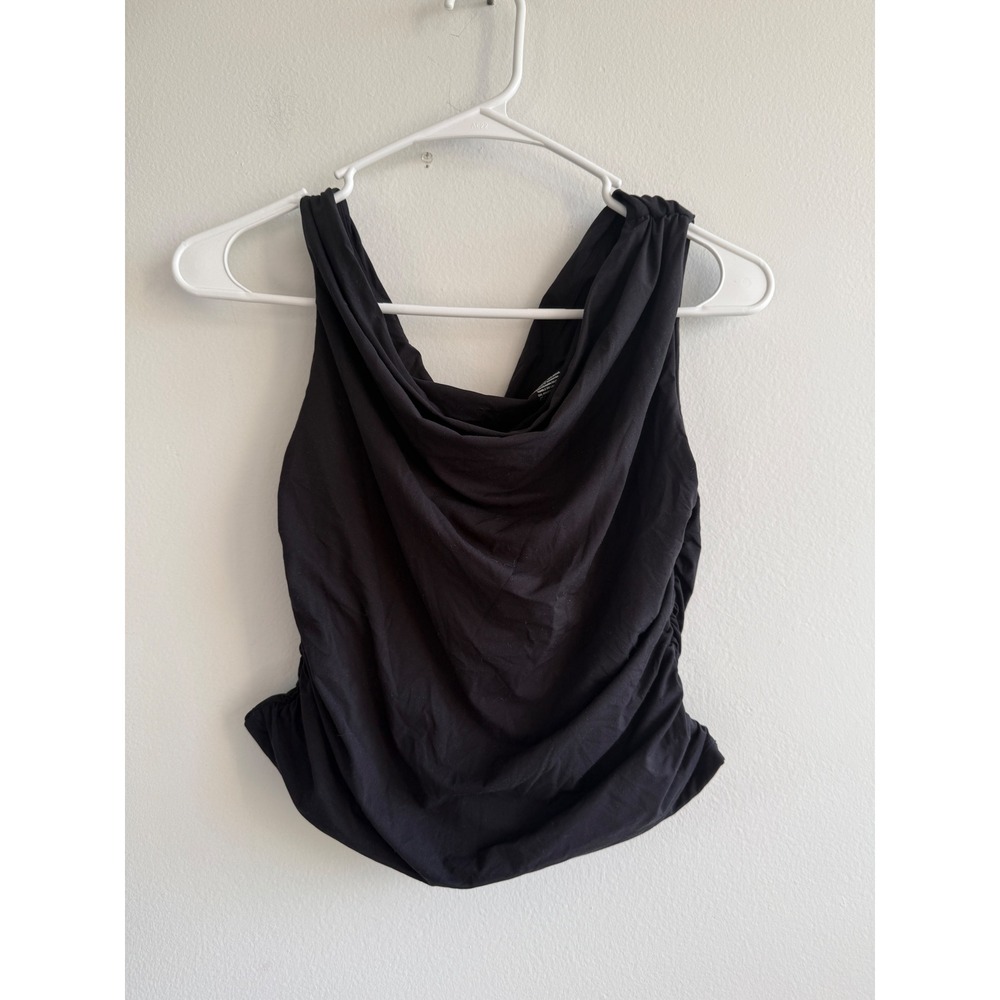 SUUKSESS Womens Black Cowl Neck Ruched Sleeveless Tank Top Size L 3452